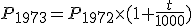 P_{1973}=P_{1972}\times (1+\frac{t}{1000})